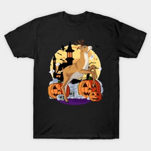 Happy Halloween Reindeer Witch Pumpkin T-Shirt